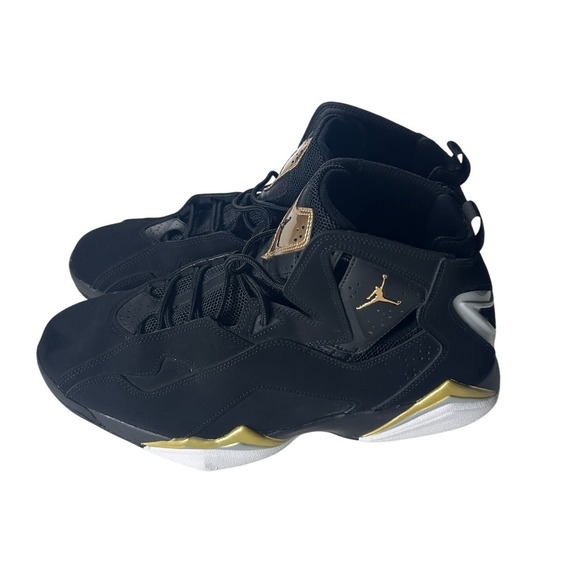 Jordan True Flight Men Size 13 Black Gold Basketball Sneakers Shoes 342964 070 - Picture 3 of 10